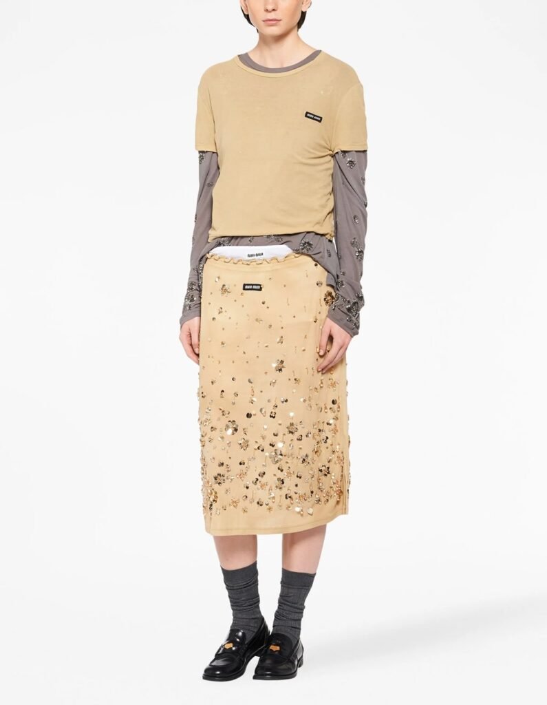 Miu Miu Sequin-Embellished Jersey Dress